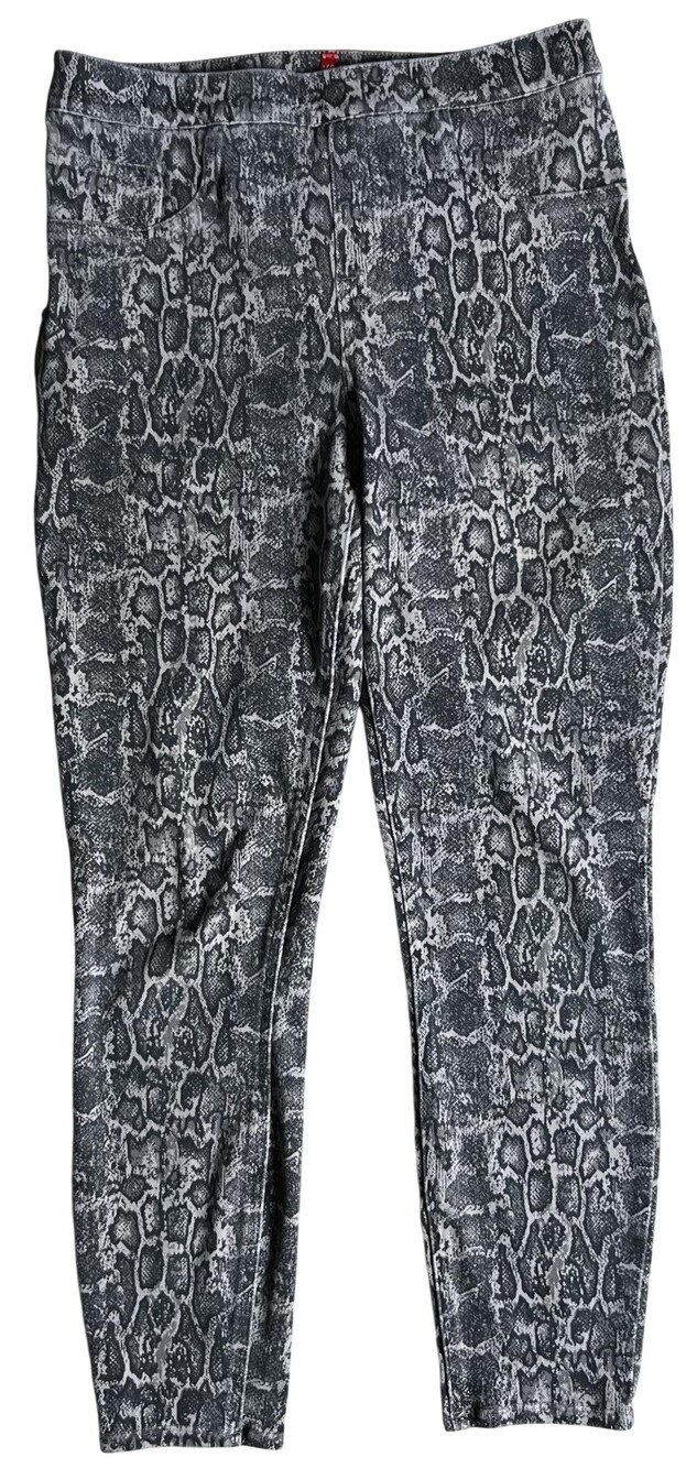 Spanx Jegging Womens M Gray Snake Animal Print Skinny Shaping Denim Pull-On